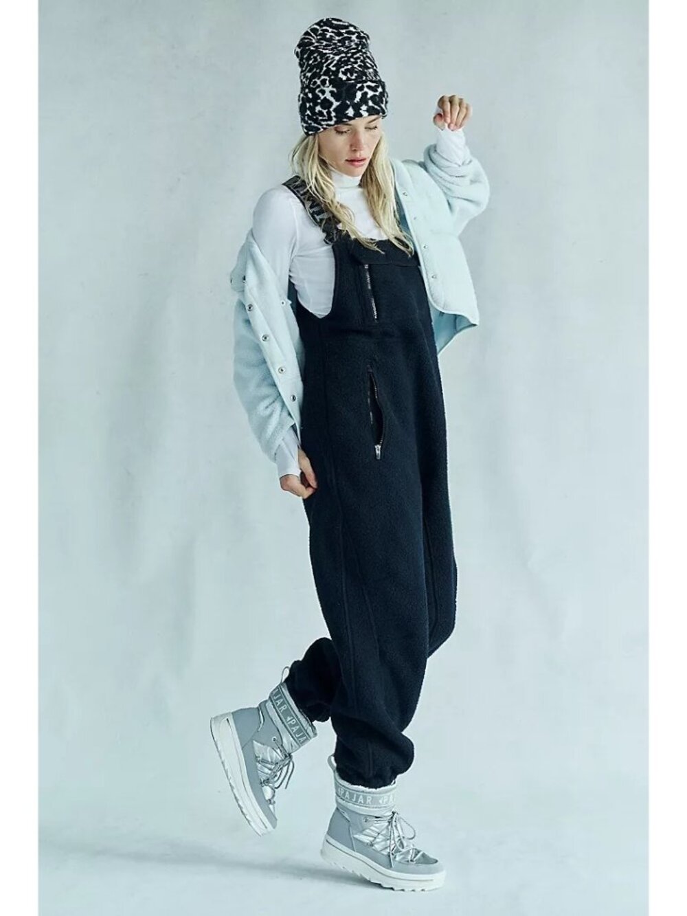 Free People Hit The Slopes Salopette Overalls Gorpcore Outdoors Fleece Womens L